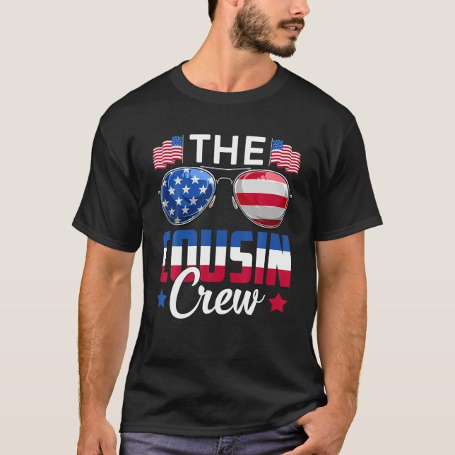 Camiseta O Cousin Crew USA Flag Sunglass Family Matchin (Frente)