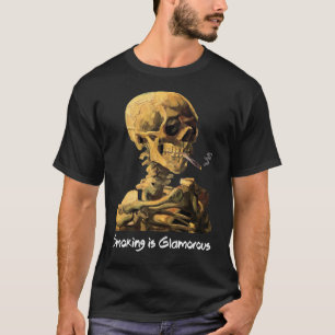 Camiseta O Crânio De Van Gogh Com Cigarro É Glamoroso