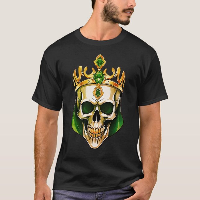 Camiseta O crânio do rei verde com uma coroa judaica (Frente)