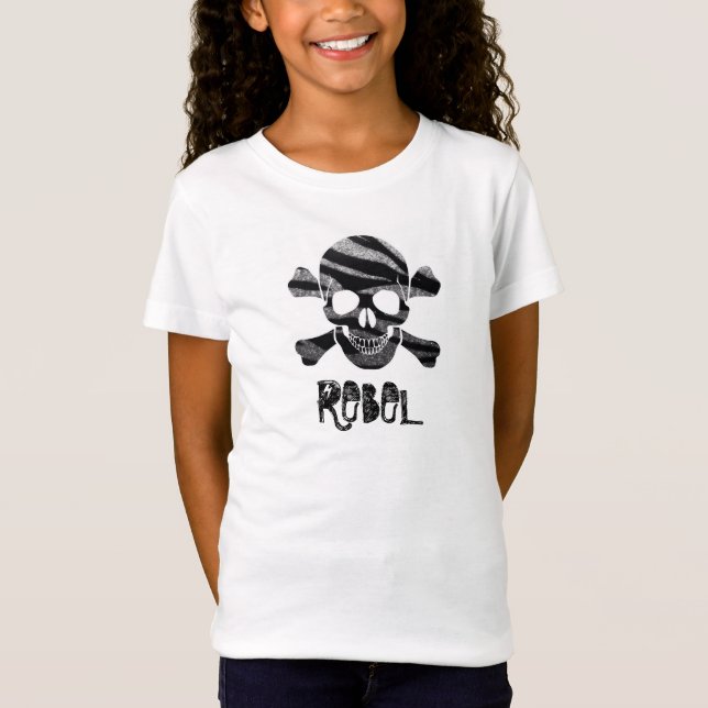 Camiseta O crânio e os ossos de Bling da zebra revoltam-se (Frente)