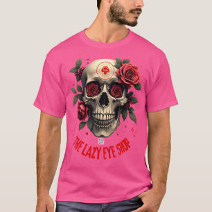 Camiseta O CRÂNIO e os Rosas Design 3
