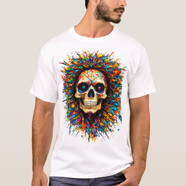 Camiseta o crânio em forma de sol (Frente)