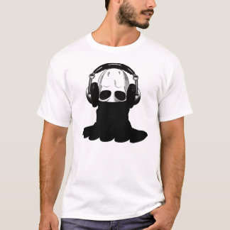 Camiseta O crânio: Fones de ouvido & Turtleneck preto