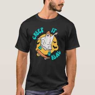 Camiseta O Creme Retro Skateboard Ghost Halloween