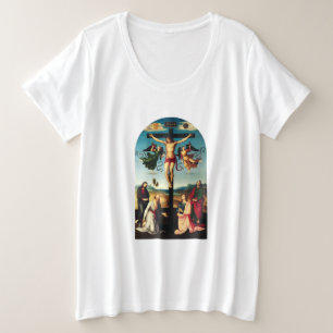 Camiseta O Cristo Crucificado com a Virgem Maria