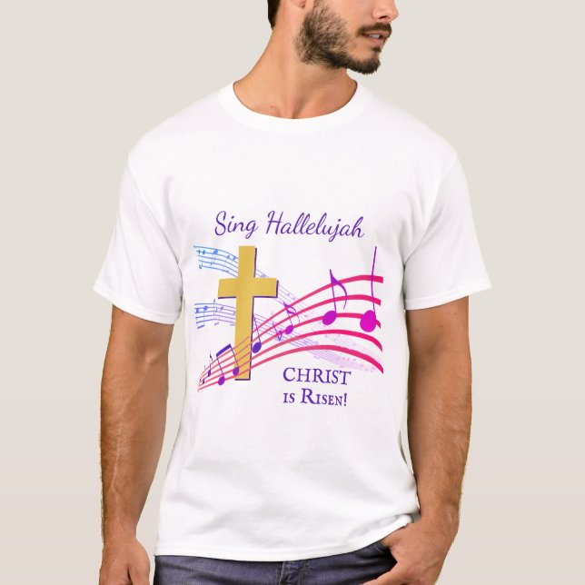 Camiseta O CRISTO HALLELUJAH É Páscoa DE RISEN (Frente)
