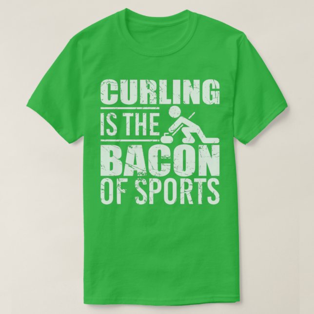 Camiseta O Curling É O Bacon Do Esporte, Espantado Branco (Frente do Design)