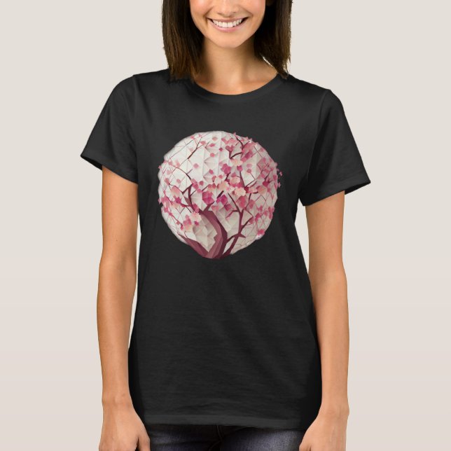 Camiseta O da Esfera do Flor de Cereja Geométrico da Primav (Frente)