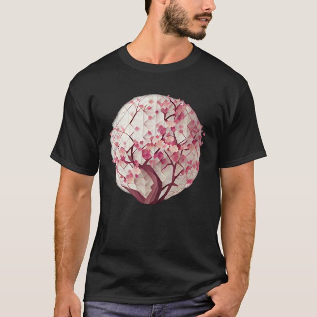 Camiseta O da Esfera do Flor de Cereja Geométrico da Primav (Frente)