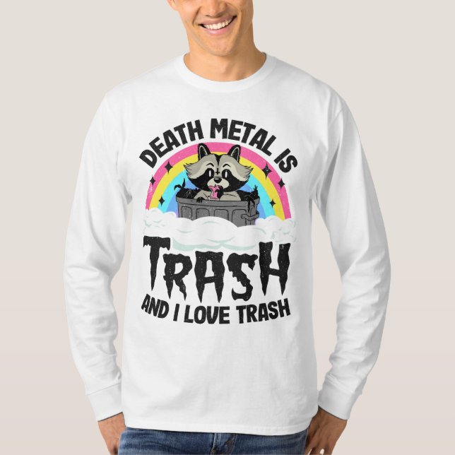 Camiseta O Death Metal É O Trash E Eu Adoro O Trash Raccoon (Frente)