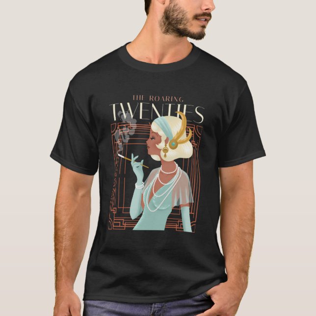 Camiseta O Deco Flapper Fumante dos Vinte E Dois 1920 (Frente)