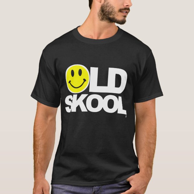 Camiseta O delírio velho DJ de Skool dança o festival ácido (Frente)