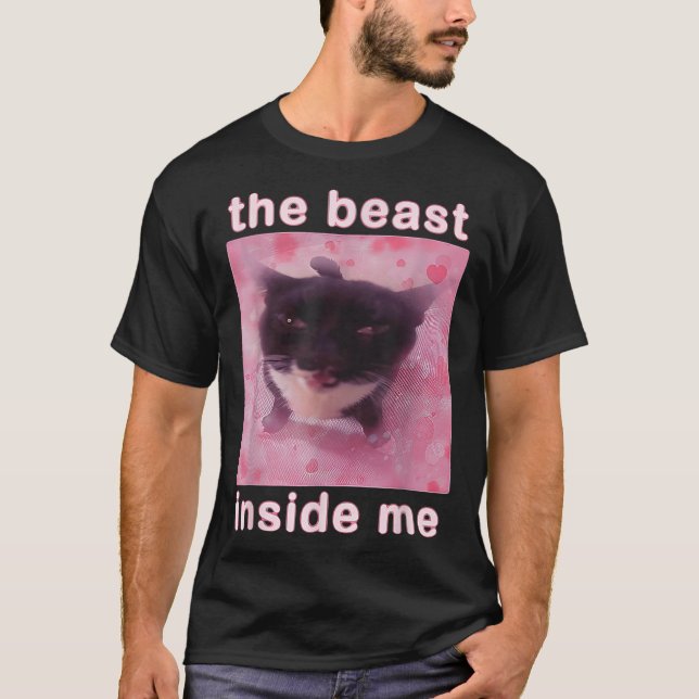 Camiseta O Dentro da Besta Me Engraçado Meme Gato Sáctico (Frente)
