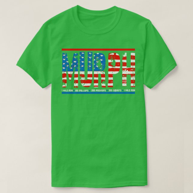 Camiseta O Desafio do Trabalho Murph Murph no Dia Memorial  (Frente do Design)