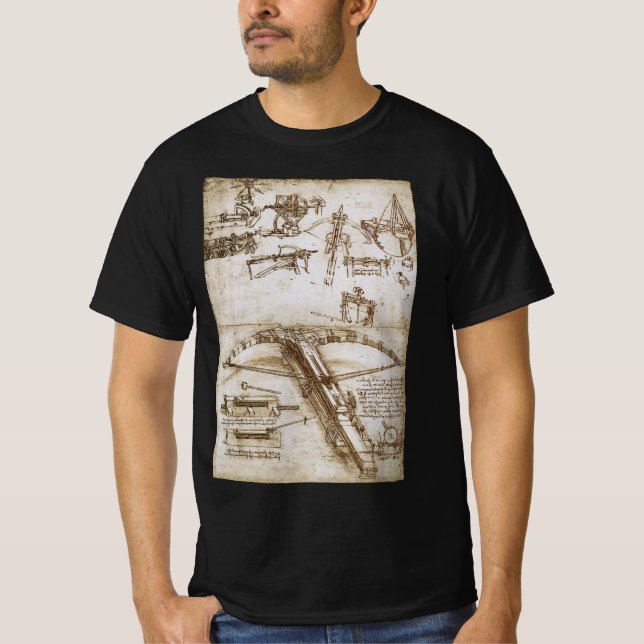 Camiseta O desenho da Arma Arco-Íris Gigante de Leonardo da (Frente)