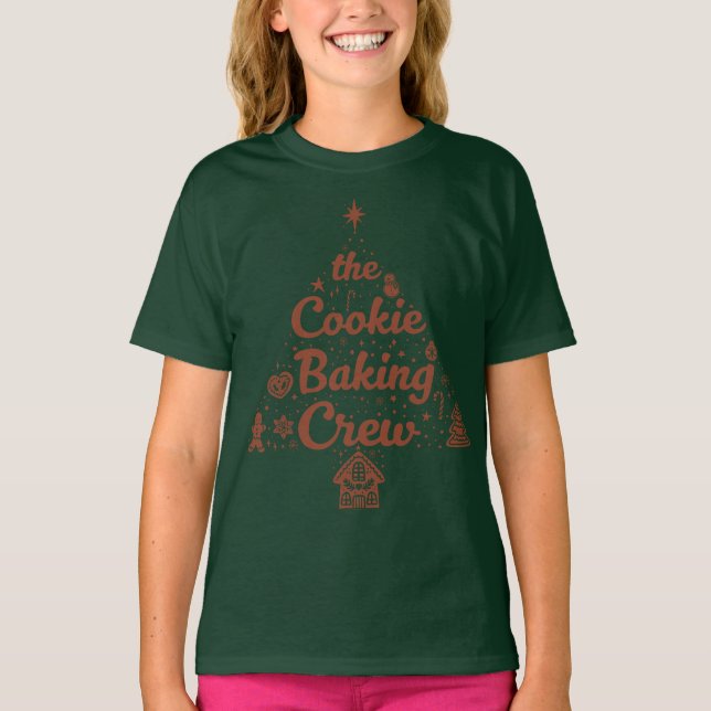 Camiseta O Design da Árvore de Natal da Equipe de Bolos (Frente)