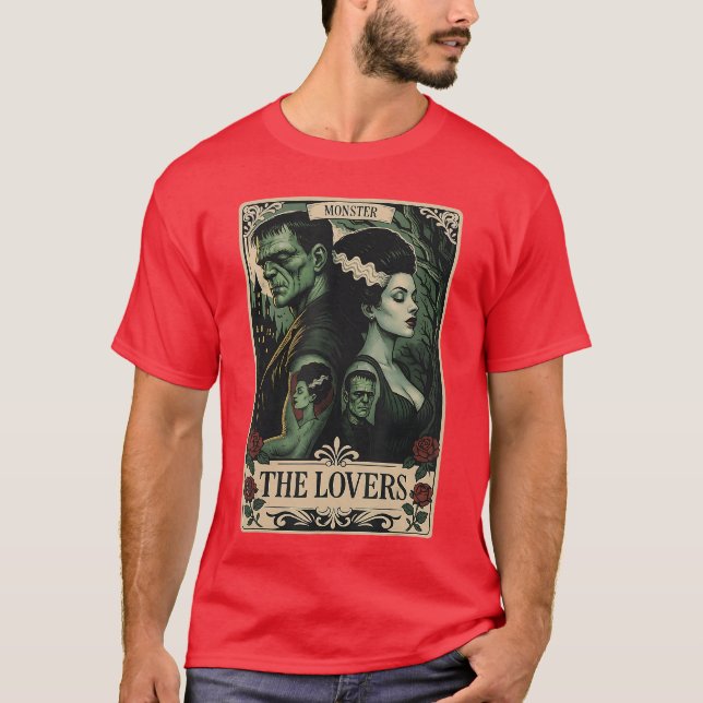 Camiseta O Design de Terror dos Amantes do Monstro de Frank (Frente)