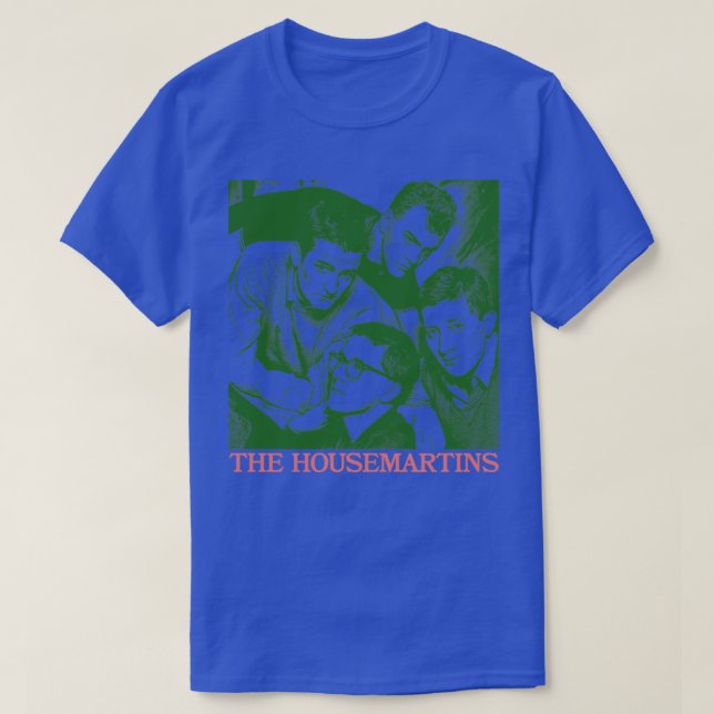Camiseta O design do ventilador rochoso da Housemartins 80s (Frente do Design)