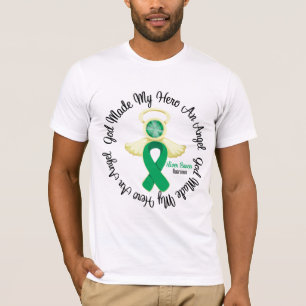 Camiseta O deus do câncer de figado fez a meu herói um an