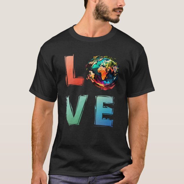 Camiseta O Dia da Terra adora proteção da Terra respeitador (Frente)