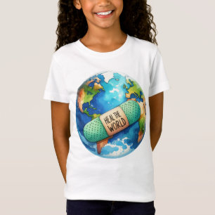 Camiseta O Dia da Terra Cura o Mundo Verde Azul
