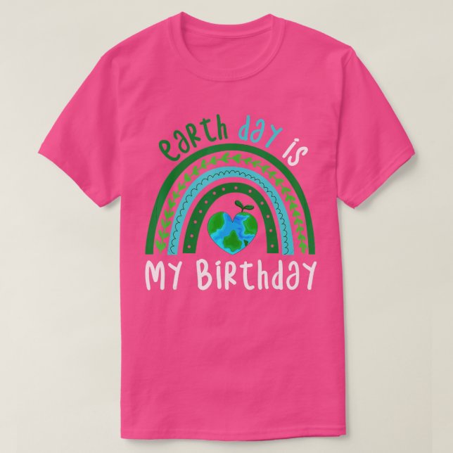 Camiseta O Dia da Terra é o meu aniversário Boho Rainbow De (Frente do Design)