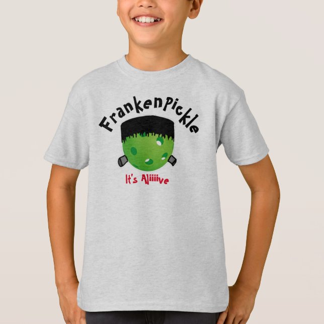 Camiseta O Dia das Bruxas de Pickleball - FrankenPickle - E (Frente)