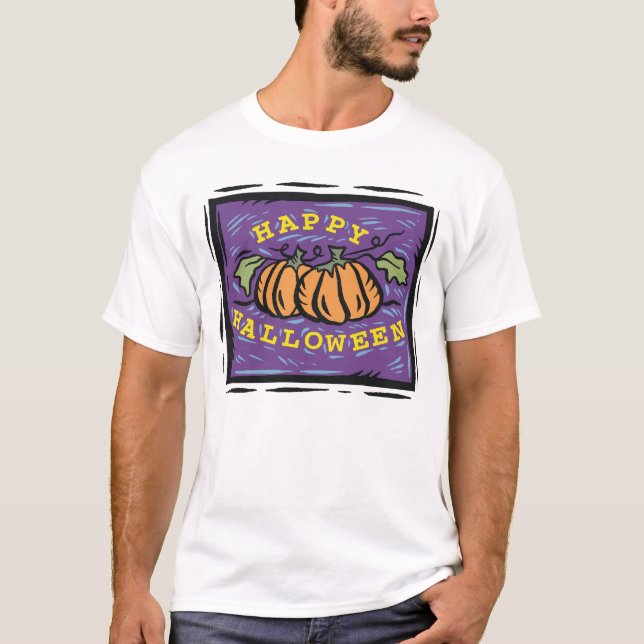 Camiseta O Dia das Bruxas feliz (Frente)