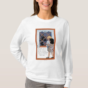 Camiseta O Dia das Bruxas GreetingSpiders na janela
