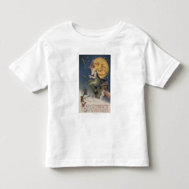 Camiseta O Dia das Bruxas GreetingWitch em vôo (Frente)
