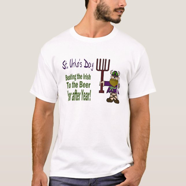Camiseta O dia de Urho do santo - batendo o irlandês (Frente)