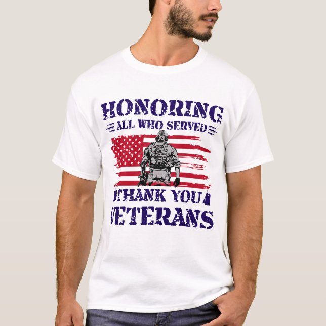 Camiseta O Dia dos Veteranos dos EUA dá presentes para honr (Frente)