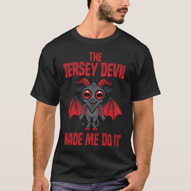 Camiseta O Diabo de Jersey Me Fez Fazer Isso (Frente)