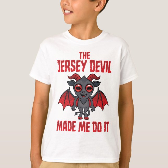 Camiseta O Diabo de Jersey Me Fez Fazer Isso (Frente)