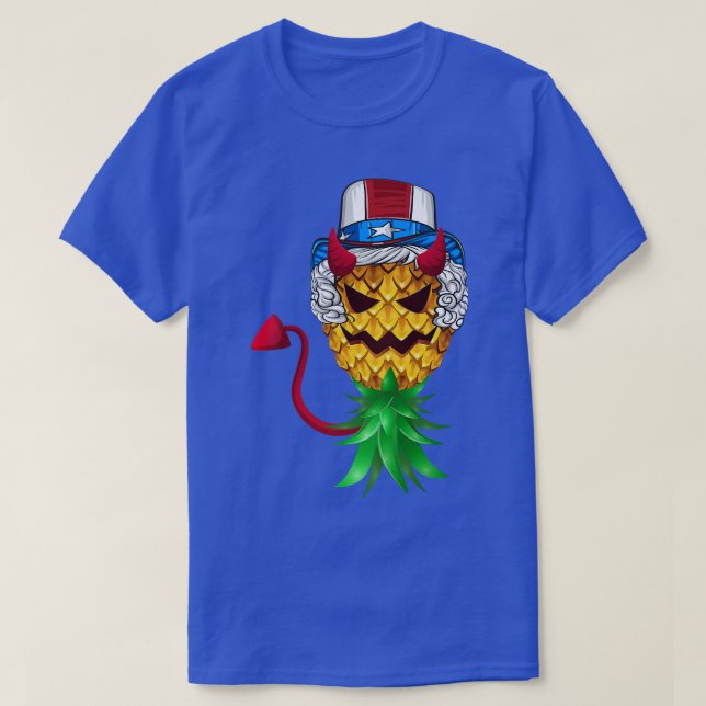 Camiseta O Diabo Tio Sam Hat De Cima Para Baixo Pineapple 4 (Frente do Design)