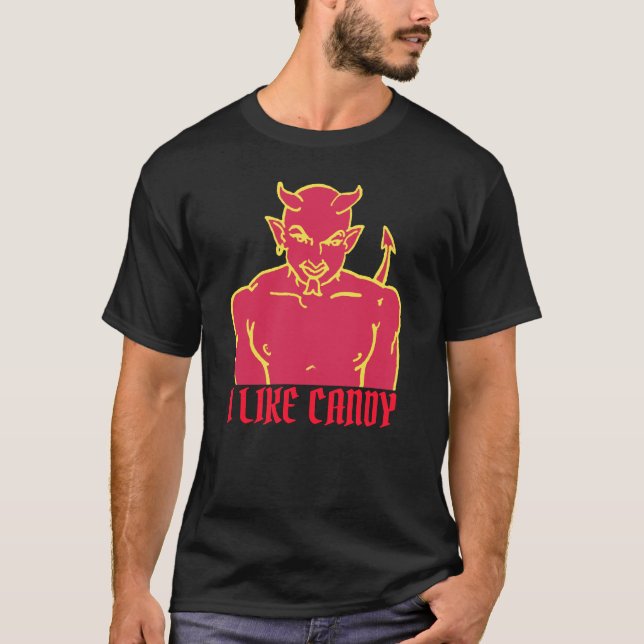 Camiseta O Diabo Vermelho Sexy Eu Gosto De Doces (Frente)
