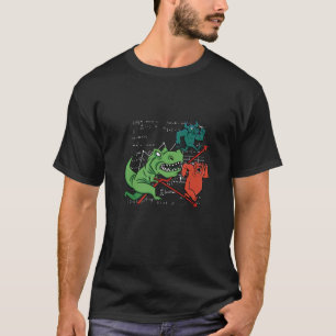 Camiseta O Dinossaur Trex Ataca A Bull E O Mercado De Bear