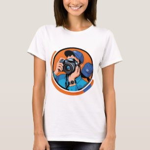 Camiseta O Disparador Moderno - Ícone Fotografador Estiliza