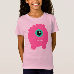 Camiseta O divertimento & o monstro cor-de-rosa bonito da