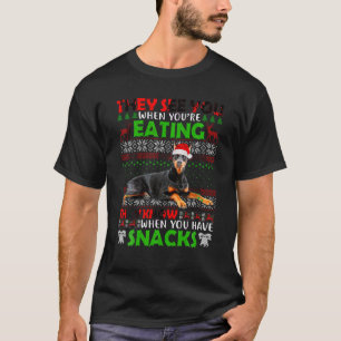 Camiseta O Doberman Pinscher Vê-Te Quando Comes Xm Feio