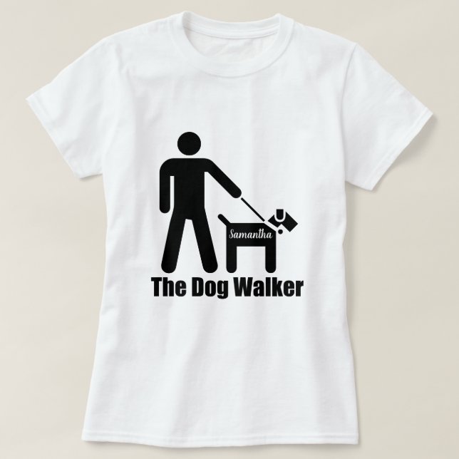 Camiseta O Dog Walker adiciona nome ou texto engraçado (Frente do Design)