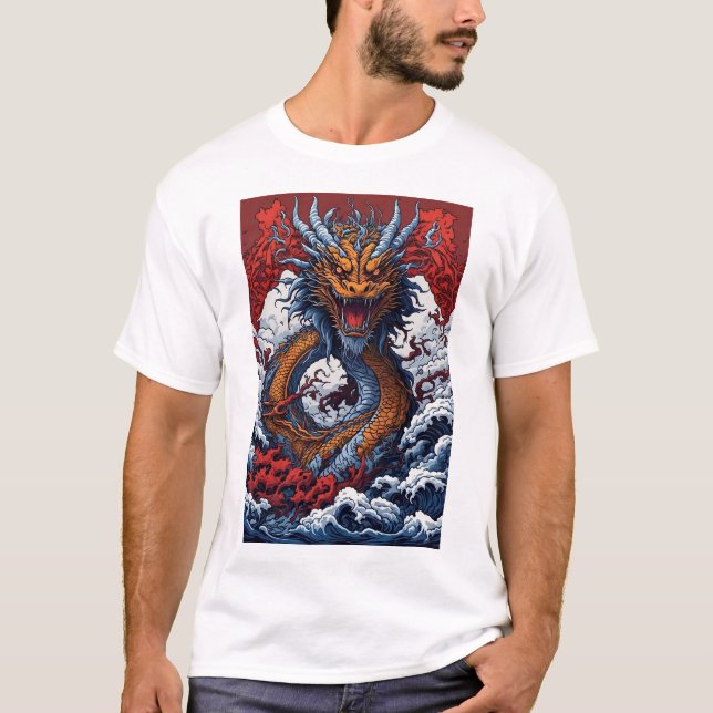 Camiseta O Dragão Oceânico Majestoso (Frente)