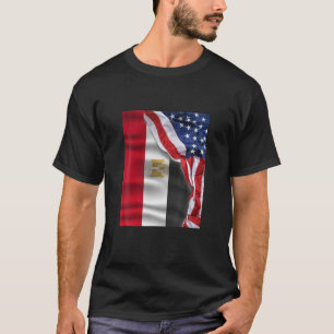 Camiseta O Egito Americano Metade da Bandeira do Egito.