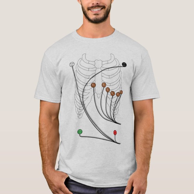 Camiseta O electrocardiograma EKG/ECG conduz - o coração (Frente)