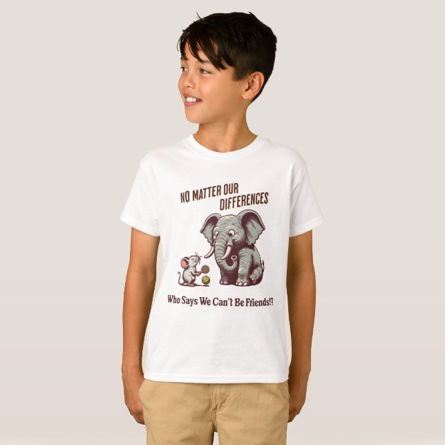 Camiseta O Elefante e o Rato Amigos (Frente Completa)