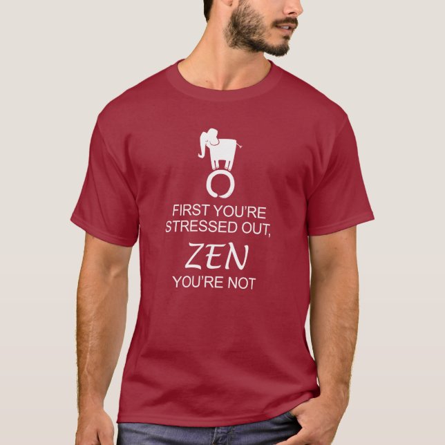 Camiseta O elefante Enso do zen não força (Frente)