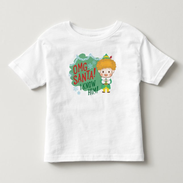 Camiseta O Elfo Buddy OMG Papai Noel! Eu O Conheço! (Frente)
