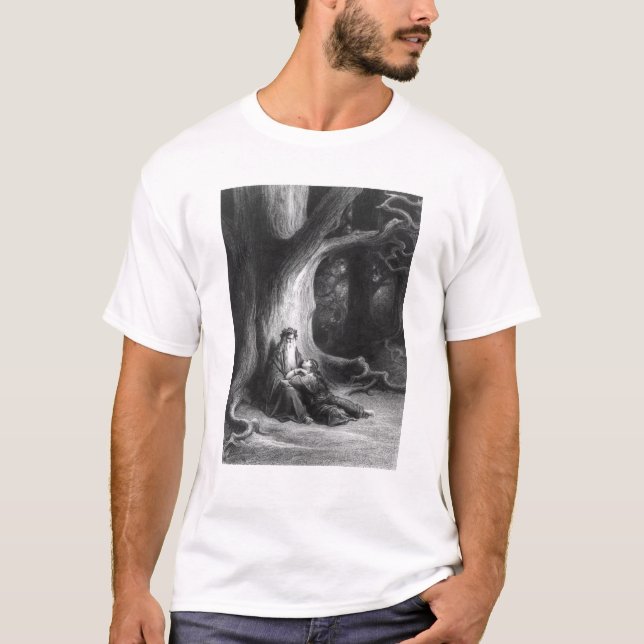 Camiseta O Enchanter Merlin e Vivien feericamente (Frente)