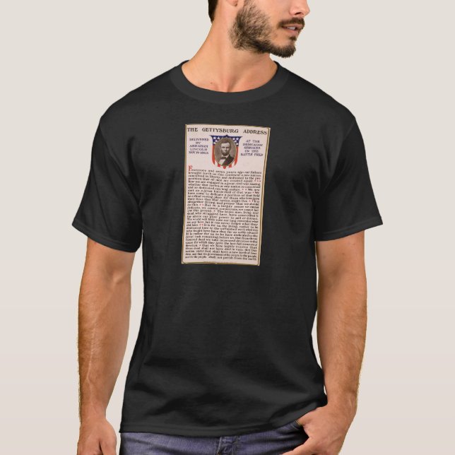 Camiseta O endereço de Gettysburg por Abraham Lincoln 1863 (Frente)