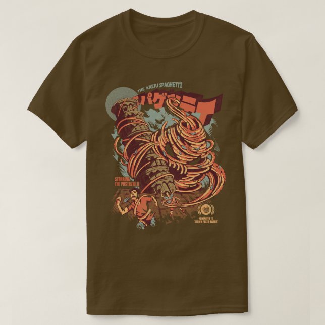 Camiseta O espaguete Kaiju (Frente do Design)